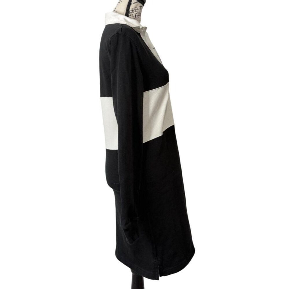Polo Ralph Lauren Womens Rugby Dress Black & White Stripped Long Sleeve Size XS - Picture 3 of 9
